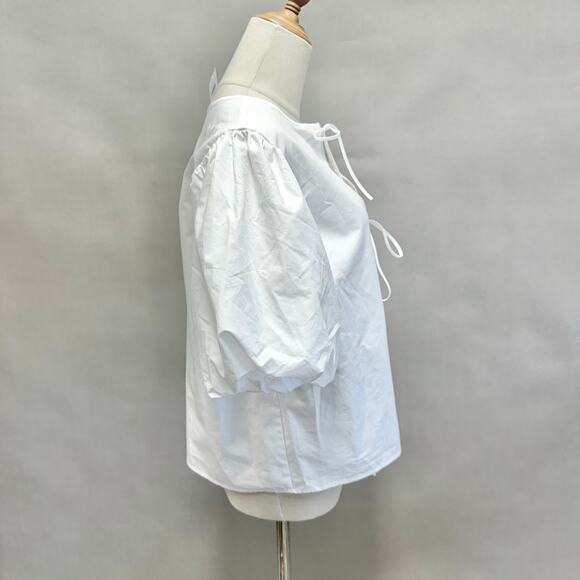 Abercrombie & Fitch Short-Sleeve Tie-Front Top Solid White Size Medium NWT - Picture 5 of 12